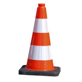 Cône de signalisation 50cm 2 Kg PEC avec base noire en PVC recyclé 